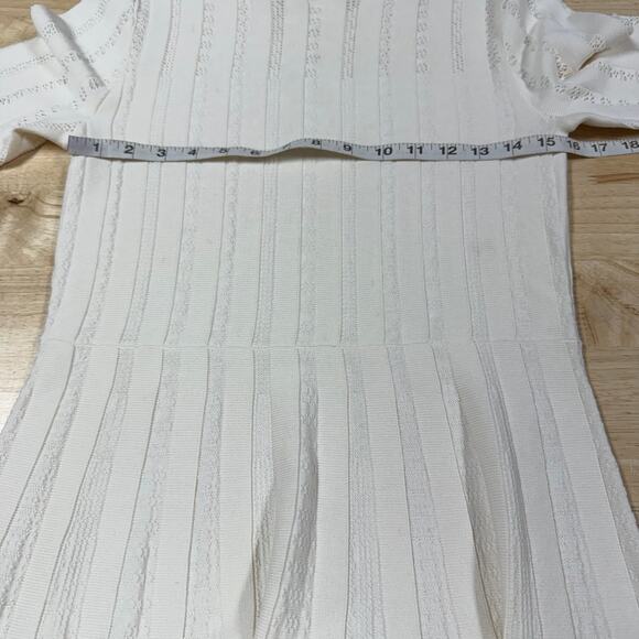 Boss Hugo Boss C Feli Pointelle Fit and Flare Sweater Dress White Women's Size L - Picture 7 of 12